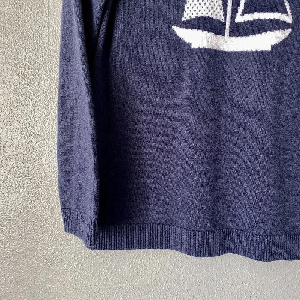Charter Club Regatta Royale Nautical Sailboat Pullover Sweater Women's Medium